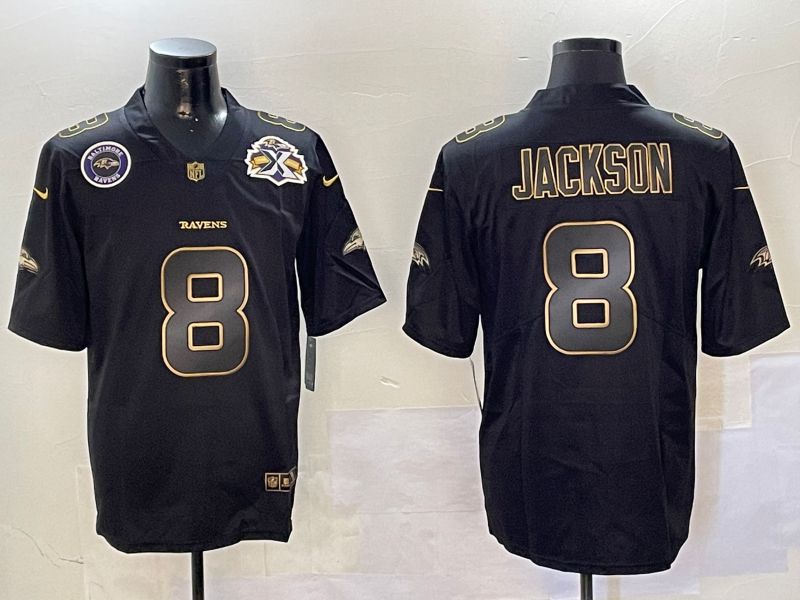 Men Baltimore Ravens #8 Jackson Black Gold 2024 Nike Limited NFL Jersey style 01082->baltimore ravens->NFL Jersey